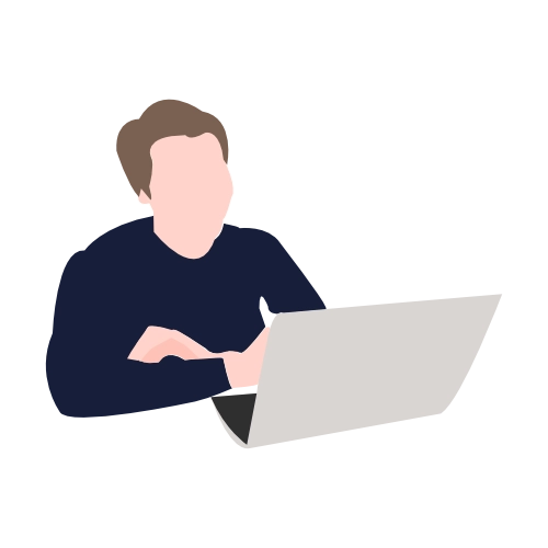 Illustration de Dorian Mittou qui travaille sur son ordinateur