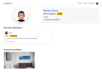 Extrait de la page de l'utilisateur du projet onightroof