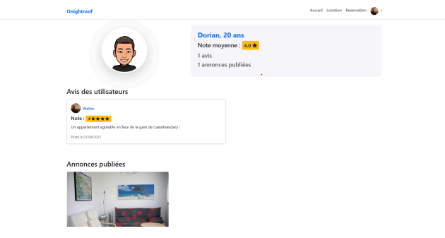 Extrait de la page de l'utilisateur du projet onightroof